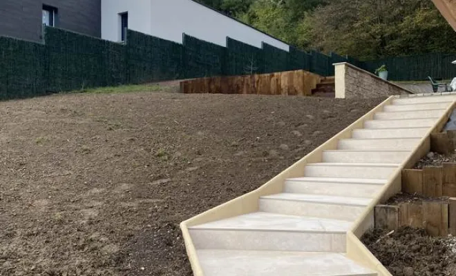 Installation d'escalier extérieur, Mornant, Hugot Paysage