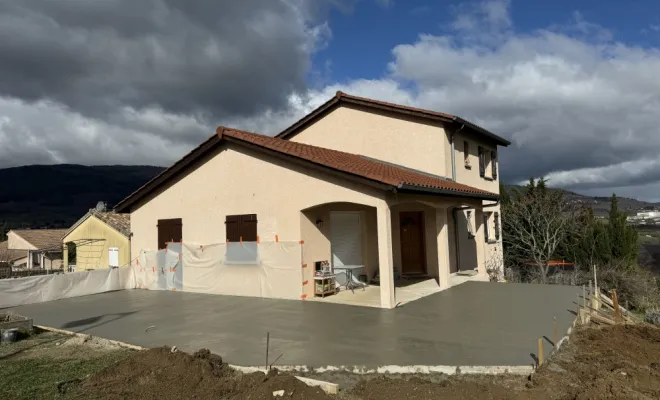 Réalisation d’une dalle béton à Vourles , Mornant, Hugot Paysage