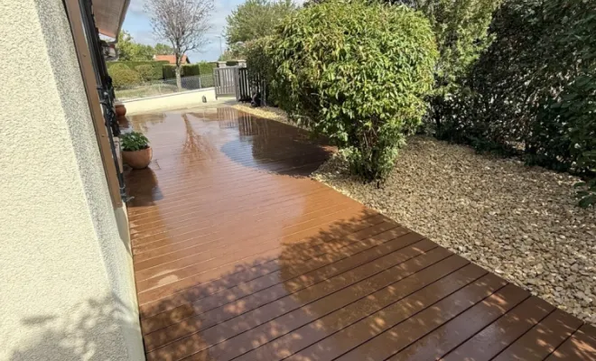 Aménagement d’une terrasse à saint Genis Laval , Mornant, Hugot Paysage